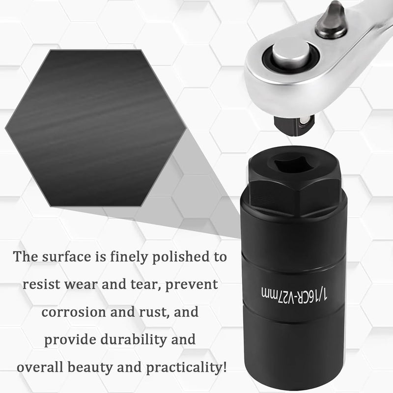 vvag Oil Pressure Sensor Socket, 1 1/16 Socket Switch Fits 3/8" Drive 1-1/8" Hex Wrench, Universal Oil Pressure Switch Socket, Professional car tools for Quick Removing Installing Oil Sending Unit (Black) - Image 3